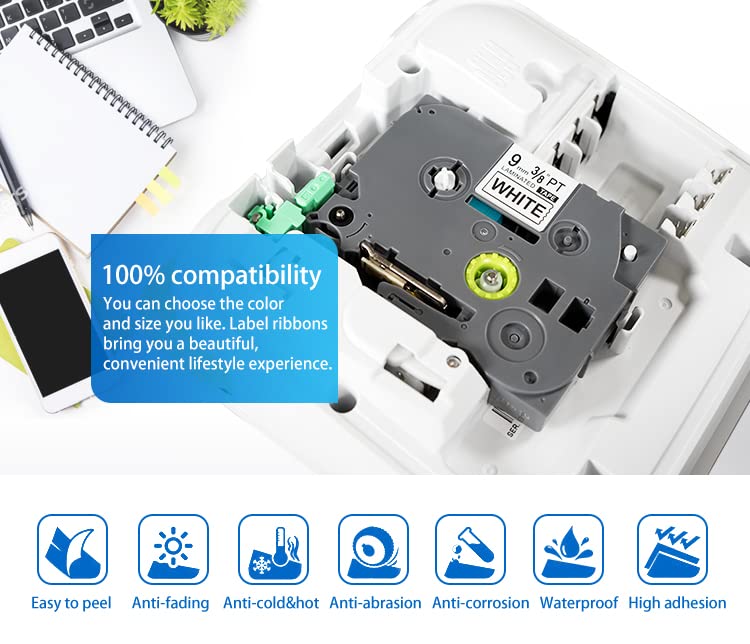 IDIK 1PK White on Black Standard Laminated Label Tape Compatible for Brother P-Touch TZe-365 TZ365 TZe365(36mm x 8m)