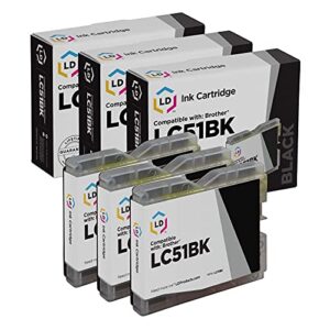 ld compatible ink cartridge replacement for brother lc51bk (black, 3-pack)