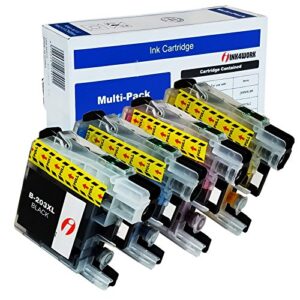 ink4work 4 pack replacement ink cartridge for brother lc203 xl lc203xl (1 black, 1 cyan, 1 magenta, 1 yellow) for mfc-j460dw mfc-j480dw mfc-j485dw mfc-j680dw mfc-j880dw mfc-j885dw