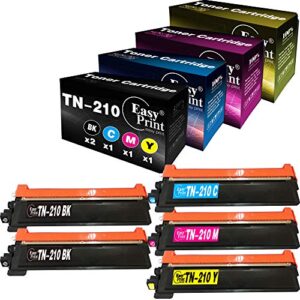 easyprint (5-pack, 2xbk+c+m+y) compatible tn210 tn-210 toner cartridges used for brother hl-3040cn, hl-3045cn, hl-3070cw, hl-3075cw, mfc-9010cn, mfc-9120cn, mfc-9125cn, mfc-9325cw, mfc-9320cw