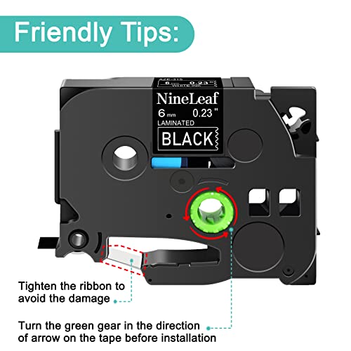 NineLeaf 10 Pack Compatible for Brother TZe-315 TZe315 TZ-315 TZ315 Label Tape 6mm 1/4'' 0.23'' White on Black Standard Laminated Labeling Work with P-Touch PT-D210 PTD400AD PTH110 PT-D600 Label Maker