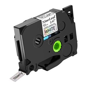 nineleaf compatible for brother p-touch tze-231l1 tze231l1 tz-231l1 tz231l1 12mm 1/2” 0.47” black on white glitter starry rainbow bling laser laminated label tape work with pt-d210 label maker