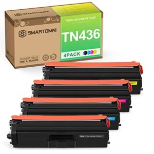 s smartomni tn436 compatible toner cartridge replacement for brother tn436 tn436bk tn433 compatible use with brother mfc l8900cdw hl l8360cdw l8260cdw l8360cdwt mfc l8610cdw l9750cdw printer, 4 packs