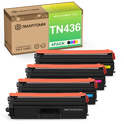 S SMARTOMNI TN436 Compatible Toner Cartridge Replacement for Brother TN436 TN436BK TN433 Compatible use with Brother MFC L8900CDW HL L8360CDW L8260CDW L8360CDWT MFC L8610CDW L9750CDW Printer, 4 Packs