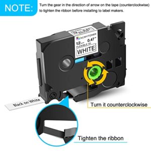 KCMYTONER Flexible Label Tape Compatible for Brother P Touch TZe-FX231 TZE-231 TZ-231, 12mm 0.47 Laminated White Flexible-ID Cable/Wire Tape for PTD210 PTH110 PT-D400 Label Maker, 2-Pack