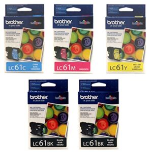 brother lc-61 ink cartridge set of cyan,magenta, yellow – 1 each, black -2 pack in retail packing
