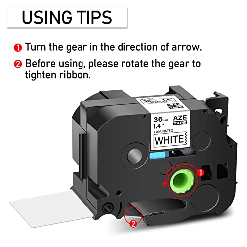 GREENCYCLE Compatible for Brother P-Touch TZe-261 TZe261 AZE Tape 36mm 1.4 Inch 1-1/2" Black on White Laminated Label Tape for PT9200 PT9600 PT9700 PT-E800W PT-P900 PT-P900W PT-P950NW PT-D800W, 5 Pack