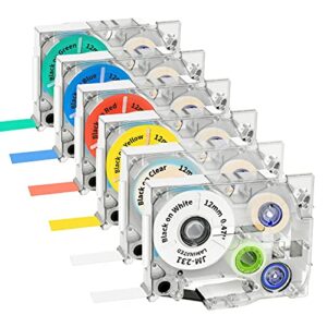 labelife 6-pack replacement for brother p touch tze label maker tape 12mm 0.47 inch laminated color jm label tape tze-231 jm-231 for label maker d210s, p3100d and brother ptouch pt-d210 pt-h110 ptd600