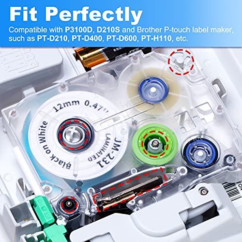 Labelife 6-Pack Replacement for Brother P Touch TZe Label Maker Tape 12mm 0.47 Inch Laminated Color JM Label Tape TZe-231 JM-231 for Label Maker D210S, P3100D and Brother Ptouch PT-D210 PT-H110 PTD600