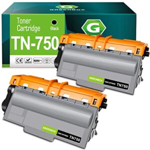 greenbox compatible toner cartridge replacement for brother tn750 tn-750 tn720 tn-720 for brother hl-5470dw hl-6180dw mfc-8910dw mfc-8710dw mfc-8950dw dcp-8155dn mfc-8810dw printer (2 black)