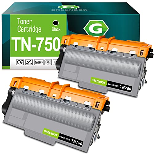 GREENBOX Compatible Toner Cartridge Replacement for Brother TN750 TN-750 TN720 TN-720 for Brother HL-5470DW HL-6180DW MFC-8910DW MFC-8710DW MFC-8950DW DCP-8155DN MFC-8810DW Printer (2 Black)