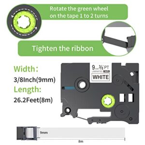 4 X TZe Tape Compatible Brother P Touch Label Tape Replacement for Brother Label Maker Tape TZe Tape 9mm 0.35 inch Laminated White TZe-221 Use for Brother P-Touch Label Maker PT210D PTD400AD PTH110