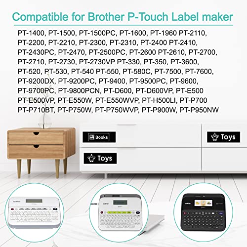 NineLeaf 5 Pack Compatible for Brother TZe-355 TZe355 TZ-355 TZ355 Label Tape 24mm 1'' 0.94'' White on Black Standard Laminated Labeling Work with P-Touch PT-D600 PT-P710BT 1500 1600 Label Maker