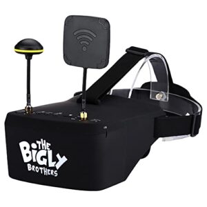 the bigly brothers true diversity fpv goggles, ev800d fx edition, improved battery life & upgraded recording resolution @720p & screen resolution @800 x 480 5.8g 40ch fpv goggle build-in dvr