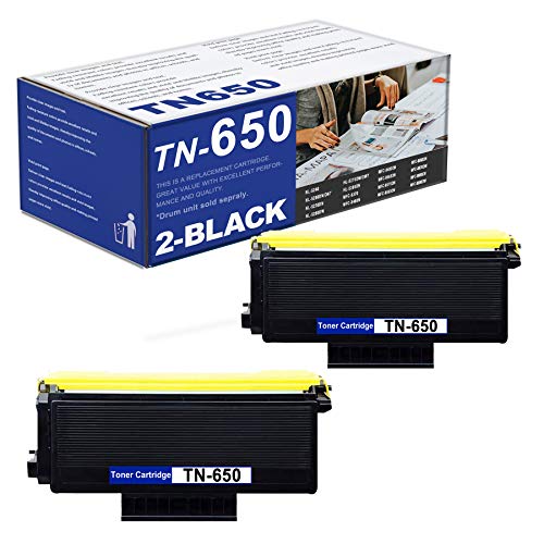 2 Pack TN-650 TN650 Black High Yield Toner Cartridge Replacement for Brother DCP-8060 8065DN 8080DN 8085DN MFC-8370 8460N 8470DN 8670DN 8860DN 8870DW 8480DN 8880DN 8680DN 8690DN 8660DN 8890DW Printer.