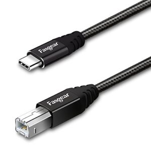 fasgear usb c printer cable 10ft type c to usb b midi cord nylon braided compatible with brother,hp,canon, samsung printers scanners,macbook pro/air,midi controller, midi keyboard (3m,black)