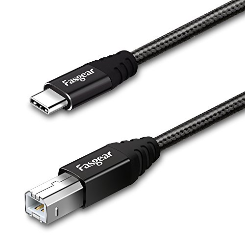 Fasgear USB C Printer Cable 10ft Type C to USB B Midi Cord Nylon Braided Compatible with Brother,HP,Canon, Samsung Printers Scanners,MacBook Pro/Air,MIDI Controller, MIDI Keyboard (3m,Black)