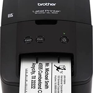 Brother QL-600 Economic Desktop Label Printer - Wired USB Connectivity - up to 2.4" Wide, 300 x 600 dpi, 44 Labels Per Minute, Automatic Cutter QL600 Label Maker for Home and Office