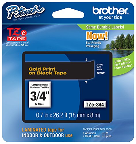 Genuine Brother 3/4" (18mm) Gold on Black TZe P-Touch Tape for Brother PT-1700, PT1700 Label Maker