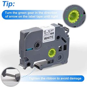 12mm Label Tape Compatible with Brother Label Maker Tape Replacement for Brother P-Touch Label Maker PT-D210 PT-H110 PT-1880 PT-D400