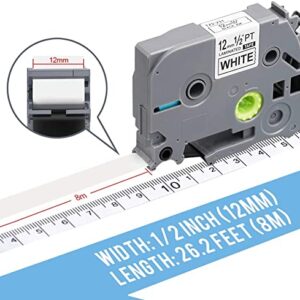 12mm Label Tape Compatible with Brother Label Maker Tape Replacement for Brother P-Touch Label Maker PT-D210 PT-H110 PT-1880 PT-D400