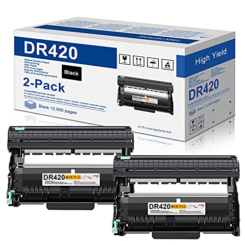 2-Black DR 420 DR420 Drum Unit Replacement for Brother DR-420 MFC-7360N MFC-7860DW MFC-7460DN HL-2240 HL-2270DW HL-2280DW Intellifax 2840 Printer