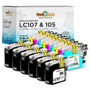 houseoftoners compatible ink cartridge replacement for brother lc107bk lc 107 & lc105 lc 105 for mfc-j4310dw mfc-j4610dw mfc-j4710dw (6b/3c/3m/3y, 15pk)