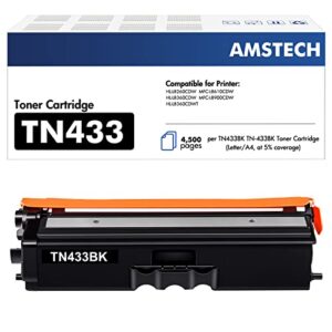 tn433bk toner cartridge 1 pack black high yield compatible replacement for brother tn433 tn-433 tn 433 for brother mfc-l8900cdw hl-l8360cdw hl-l8260cdw hl-l8360cdwt 8900cdw 8360cdw printer