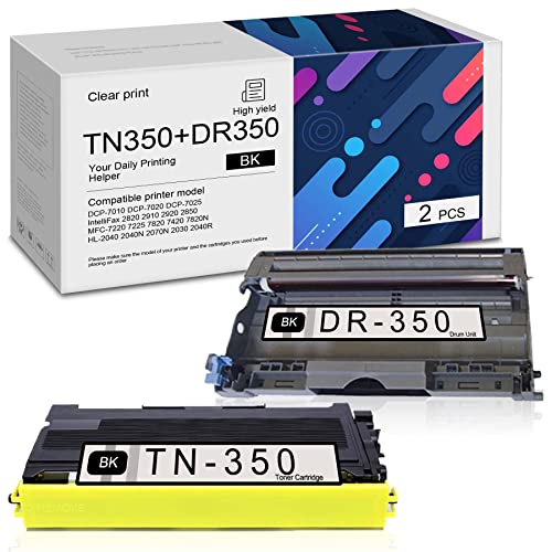 MYSS [2-Pack,1Toner+1Drum] TN350 TN-350 Toner Cartridge & DR350 DR-350 Drum Unit Compatible Replacement for Brother HL-5470DW/DWT 6180DW/DWT DCP-8155DN MFC-8950DW/DWT Printer Toner Sold by MRYMYGS