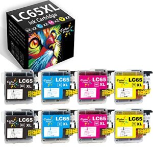 colorprint 8-pack compatible ink cartridge replacement for brother lc-65 lc65 black lc 65 used for mfc-j615w mfc-290c mfc-5490cn mfc-790cw mfc-j630w mfc-490cw mfc-5890cn mfc-5895cw printer (2b2c2m2y)