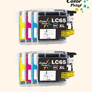 ColorPrint 8-Pack Compatible Ink Cartridge Replacement for Brother LC-65 LC65 Black LC 65 Used for MFC-J615W MFC-290C MFC-5490CN MFC-790CW MFC-J630W MFC-490CW MFC-5890CN MFC-5895CW Printer (2B2C2M2Y)