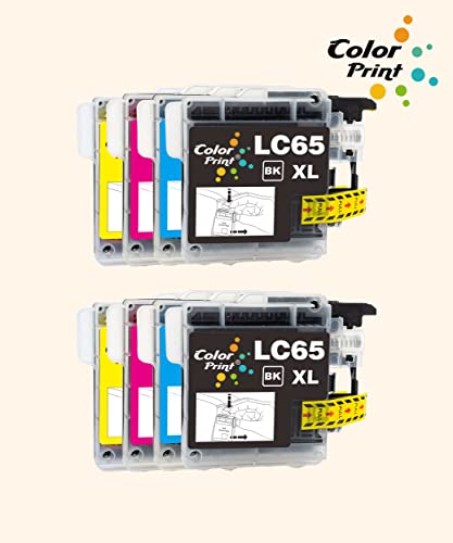 ColorPrint 8-Pack Compatible Ink Cartridge Replacement for Brother LC-65 LC65 Black LC 65 Used for MFC-J615W MFC-290C MFC-5490CN MFC-790CW MFC-J630W MFC-490CW MFC-5890CN MFC-5895CW Printer (2B2C2M2Y)