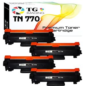 (4 pack, 770) tg imaging super high yield compatible with brother tn770 tn-770 toner cartridge for hl-l2370dwxl mfc-l2750dw mfc-l2750dw printers