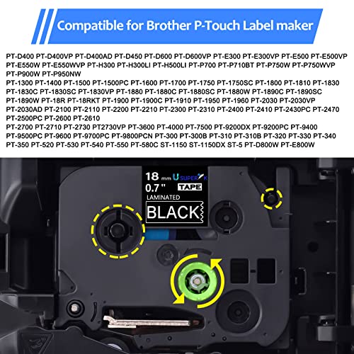 SuperInk 2 Pack Compatible for Brother P-Touch White on Black Tape 18mm 0.7 Inch TZ345 TZ-345 TZe345 TZe 345 Laminated TZe TZ Tape for P-Touch PT-D600 PT-D400 PT-P710BT PT-E300 PT-E500 Label Maker