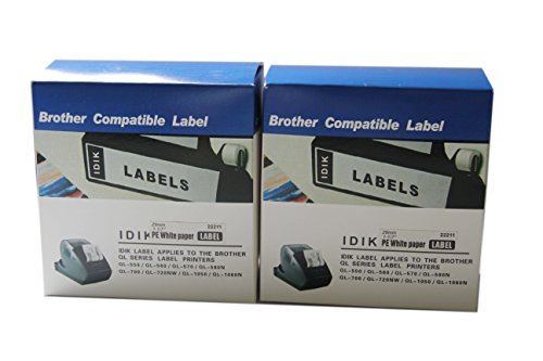 IDIK-22211 Replacement Labels Compatible with Brother DK-2211 Black on White Film Label 29mm x 15.5m/roll Packed in Individual Printed Retail Box with Permanent Cartridge