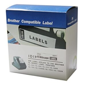 IDIK-22211 Replacement Labels Compatible with Brother DK-2211 Black on White Film Label 29mm x 15.5m/roll Packed in Individual Printed Retail Box with Permanent Cartridge