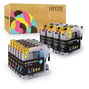 hitze compatible ink cartridge replacement for brother lc103 lc 103 lc101 lc 101 for brother mfc-j870dw mfc-j470dw mfc-j450dw mfc-j6920dw mfc-j475dw (4 black, 2 cyan, 2 magenta, 2 yellow, 10-pack)