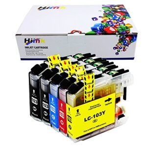 hiink lc103xl ink cartridge replacement for brother lc-103 mfc-j245 mfc-j285dw mfc-j450dw mfc-j475dw mfc-j650dw mfc-j870dw mfc-j875dw printer, pack of 5