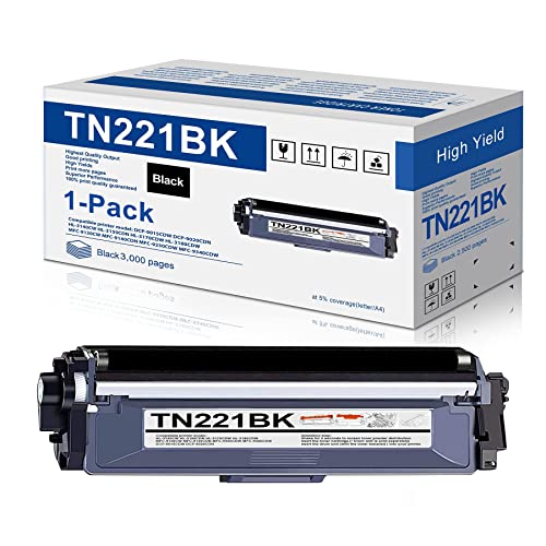 1-Pack Black TN221BK TN-221BK Cartridge Replacement for Brother TN 221 TN-221 MFC-9130CW HL-3170CDW HL-3140CW MFC-9330CDW Printer