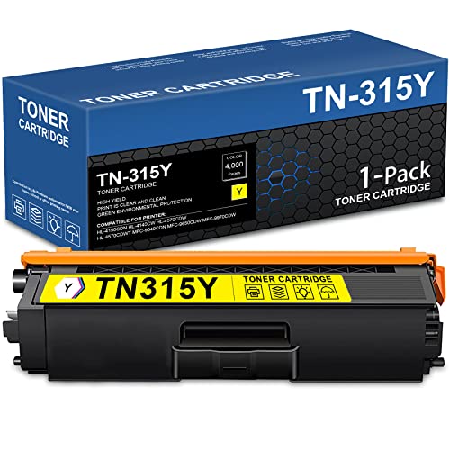 NUCALA Compatible TN315Y TN-315Y TN315Y TN 315Y High-Yield Toner Cartridge TN-315 TN315 Replacement for Brother HL-4140CW HL-4570CDW HL-4570CDWT MFC-9640CDN Printer Ink Cartridge (1-Pack, Yellow)