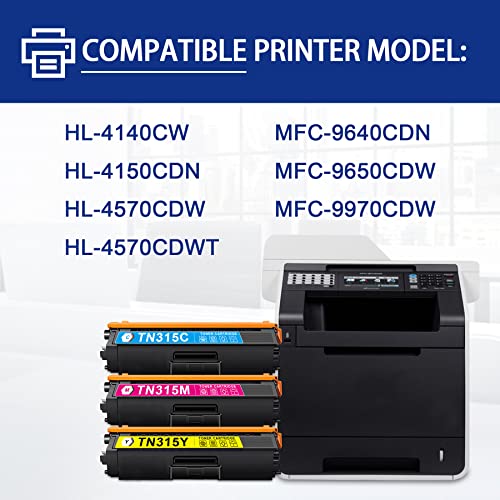 NUCALA Compatible TN315Y TN-315Y TN315Y TN 315Y High-Yield Toner Cartridge TN-315 TN315 Replacement for Brother HL-4140CW HL-4570CDW HL-4570CDWT MFC-9640CDN Printer Ink Cartridge (1-Pack, Yellow)