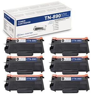ultra high yield 6 pack black tn890 tn-890 compatible toner cartridge replacement for brother hl-l6250dw l6400dw l6400dwt mfc-l6750dw l6900dw printer ink cartridge