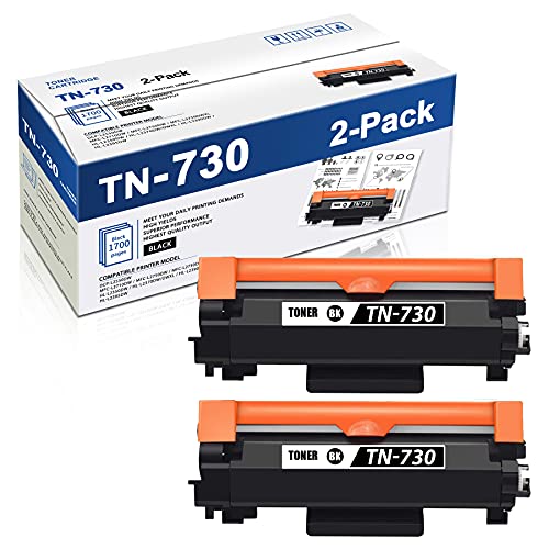 MaxColor 2 Pack Black TN-730 Toner Compatible TN730 Toner Cartridge Replacement for Brother MFC-L2750DW L2750DWXL HL-L2350DW L2370DWDWXL L2390DW L2395DW DCP-L2550DW Printer