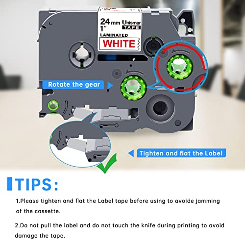 Unismar Compatible Label Tape Replace for Brother TZe-252 TZ252 Red on White 24mm 1 Inch Laminated Tape for PT-D600 PT-P700 PT-2430PC PT-D600VP PT-D800W PT-P900W PT-P950NW Label Maker, 1" x 26.2', 2Pk