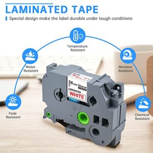 Unismar Compatible Label Tape Replace for Brother TZe-252 TZ252 Red on White 24mm 1 Inch Laminated Tape for PT-D600 PT-P700 PT-2430PC PT-D600VP PT-D800W PT-P900W PT-P950NW Label Maker, 1" x 26.2', 2Pk