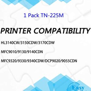 (1-Pack) Compatible Magenta TN-225 TN225M Toner Cartridge TN225 TN-225M Used for Brother HL-3140CW 3152CDW 3170CDW MFC-9130CW 9342CDW DCP-9022CDW Printers, by EasyPrint