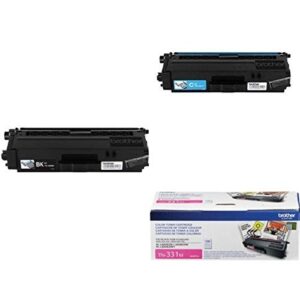 brother genuine tn336 4-pk high-yield toner includes one ea of bk/c/m/y toner cartridges approx 4,000 /black and 3,500 page yield per color cartridge¹