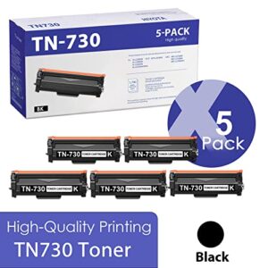 hiyota tn-730 tn730 compatible black tn730 toner cartridge replacement for brother dcp-l2550dw mfc-l2710dw l2750dw l2750dwxl hl-l2350dw l2390dw l2395dw l2370dw/dwx printer (tn-730-5pk)