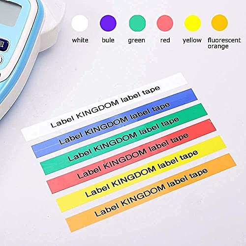 6 Color + 2 White Compatible Label Tape for Brother P-Touch TZe Tape 12mm 0.47 Inch Laminated for PTouch PT-D210 PT-H110 PT-D400 Label Maker, Black on White/Orange/Red/Blue/Yellow/Green, 8Pack