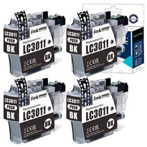 lcl compatible ink cartridge replacement for brother lc-3011 lc3011 lc-3011bk lc3011bk mfc-j491dw mfc-j497dw mfc-j690dw mfc-j895dw (black 4-pack)